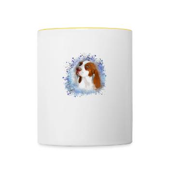 Catalburun, chien, graffiti, beige, peinture, boxer - Mug contrasté - blanc/jaune - Devant