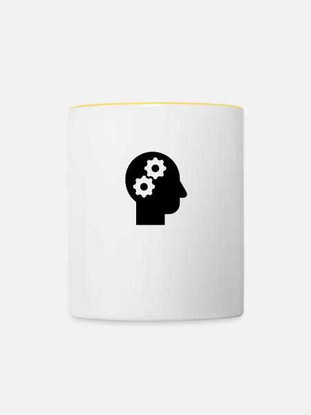 Clever und Nachdenken - Tasse zweifarbig - Weiß/Gelb