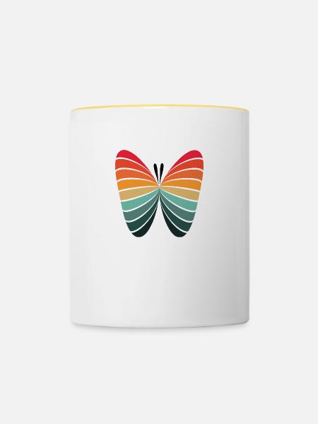Schmetter Ling - Tasse zweifarbig - Weiß/Gelb