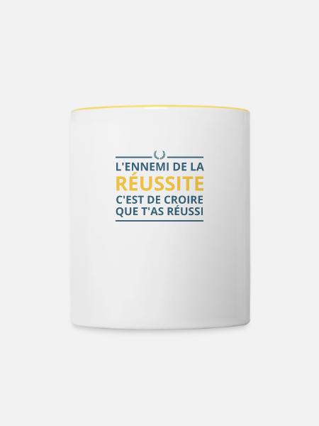 Der Feind des Erfolgs - Tasse zweifarbig - Weiß/Gelb