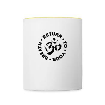 Return to your breath «OM» - Tasse zweifarbig - Weiß/Gelb - Vorne