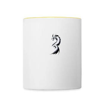 drache,jahr des drachen, schriftzeichen,weiss - Tasse zweifarbig - Weiß/Gelb - Vorne