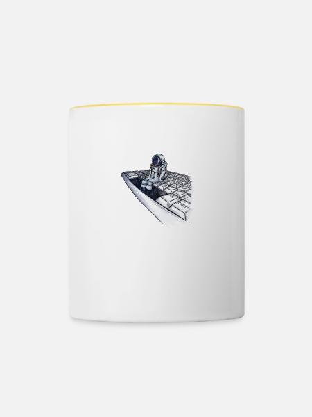 Leertaste - Tasse zweifarbig - Weiß/Gelb