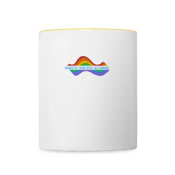 Keiner ist wertvoller als andere - Tasse zweifarbig - Weiß/Gelb - Vorne