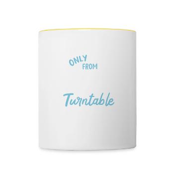 I Only Listen From Turntable - Tasse zweifarbig - Weiß/Gelb - Vorne