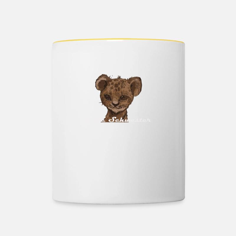 Große Schwester - Löwe - Tasse zweifarbig - Weiß/Gelb
