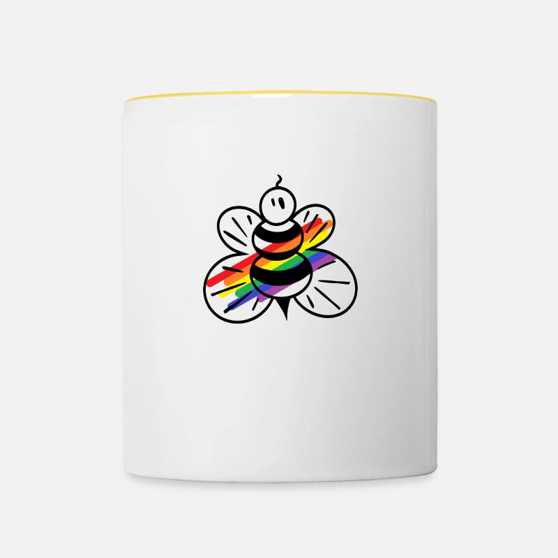 FlyBee arc-en-ciel - Mug contrasté - blanc/jaune