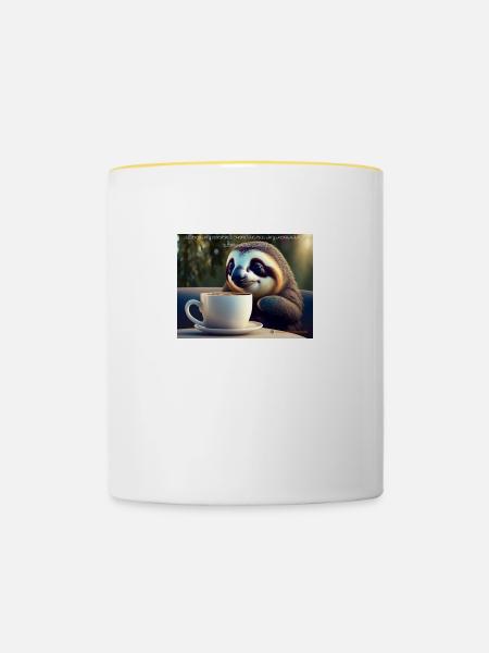 Caffeinated Sloth - Tasse zweifarbig - Weiß/Gelb