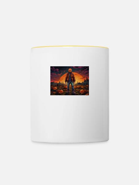 Halloween - Tasse zweifarbig - Weiß/Gelb