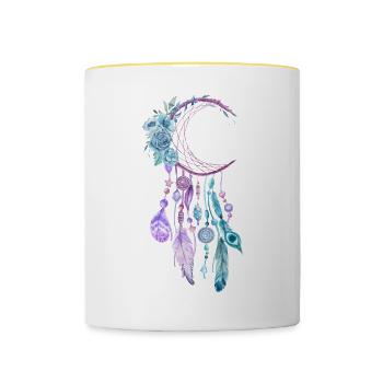 Traumfänger - Tasse zweifarbig - Weiß/Gelb - Vorne