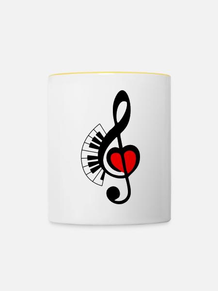 PIANO-Taste 3 - Tasse zweifarbig - Weiß/Gelb