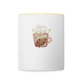 Kaffee - Tasse zweifarbig - Weiß/Gelb - Vorne