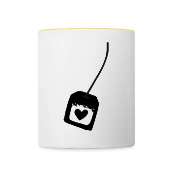 sachet de thé - idée cadeau - Mug contrasté - blanc/jaune - Devant