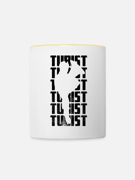 Lustiger Tubist - Tasse zweifarbig - Weiß/Gelb