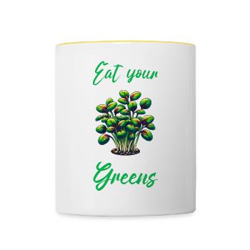 Eat Your Greens Farmer Gardener Microgreen Grower - Tasse zweifarbig - Weiß/Gelb - Vorne