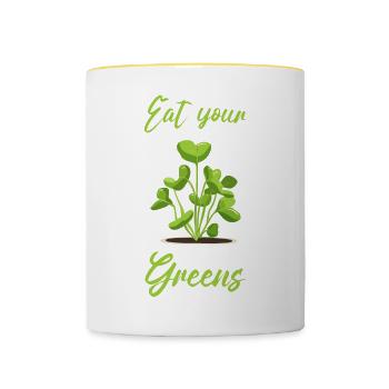 Eat Your Greens Farmer Gardener Microgreen Grower - Tasse zweifarbig - Weiß/Gelb - Vorne