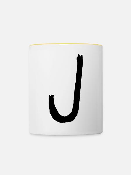 Buchstaben J - Tasse zweifarbig - Weiß/Gelb