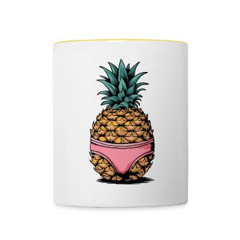 Pineapple in Pink - Contrasting Mug - white/yellow - Front
