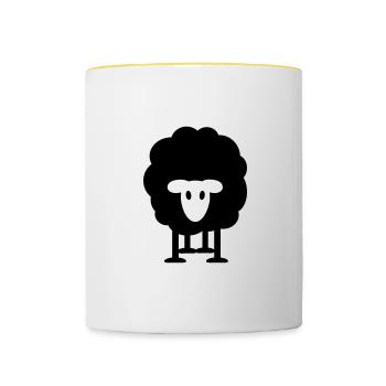 dickes Schaf schwarzes Schaf Herde Schäfer knuffig - Tasse zweifarbig - Weiß/Gelb - Vorne