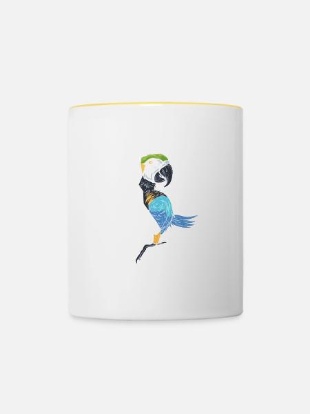 Rad Papagei Vogelkunde Geschenk - Tasse zweifarbig - Weiß/Gelb