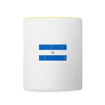 Halb Nicaraguan ist besser als keine Nationalflagg - Tasse zweifarbig - Weiß/Gelb - Vorne