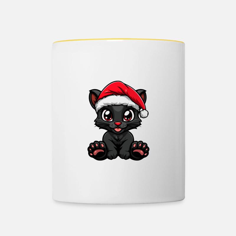 Panther Weihnachten Noël - Mug contrasté - blanc/jaune