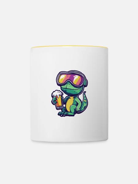 Chameleon Ski Bier - Tasse zweifarbig - Weiß/Gelb
