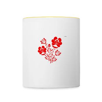 Red folk design #6 - Contrasting Mug - white/yellow - Front