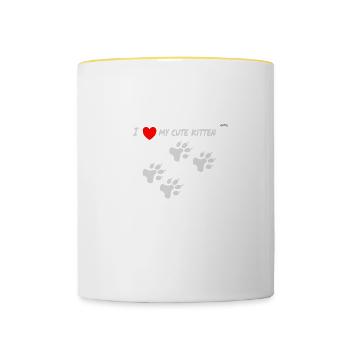 I love my cute kitten - Contrasting Mug - white/yellow - Front