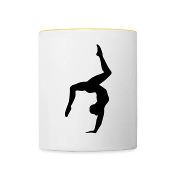 Gymnastique, Gymnaste - Gymnastique féminine et féminine - Mug contrasté - blanc/jaune - Devant