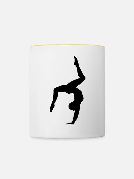Gymnastique, Gymnaste - Gymnastique féminine et féminine - Mug contrasté - blanc/jaune