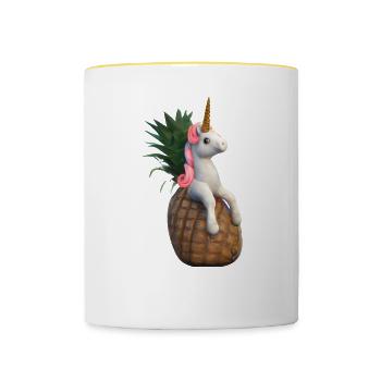 Licorne ananas - Licorne tropicale - Mug contrasté - blanc/jaune - Devant