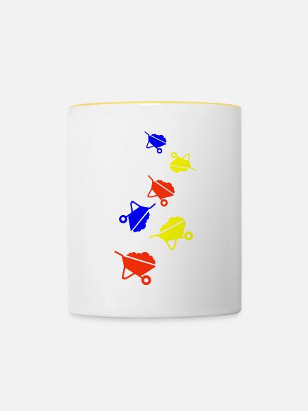 Schubkarre Symbol - Tasse zweifarbig - Weiß/Gelb