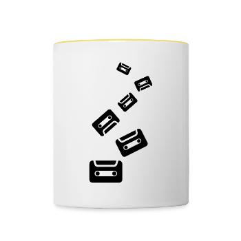 Symbole de cassette - Mug contrasté - blanc/jaune - Devant