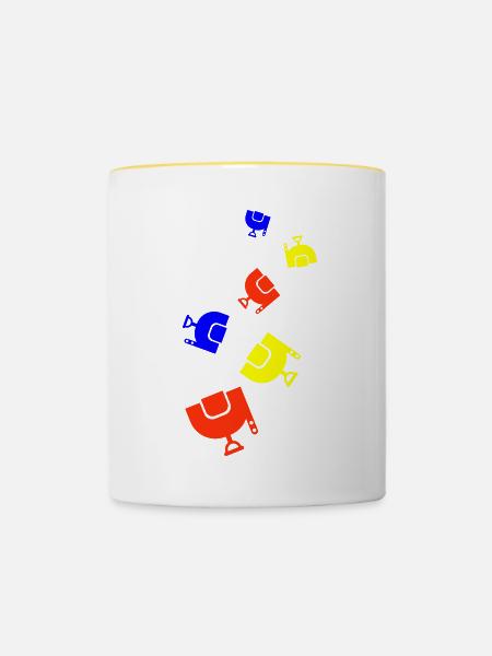 Sattel Symbol - Tasse zweifarbig - Weiß/Gelb