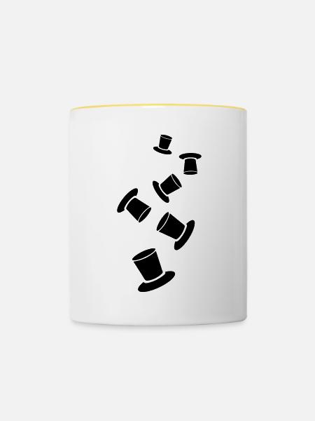 Zylinder Bräutigam - Tasse zweifarbig - Weiß/Gelb