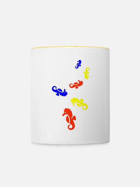 Seepferd Bunt - Tasse zweifarbig - Weiß/Gelb