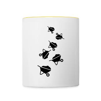 Schubkarre Symbol - Tasse zweifarbig - Weiß/Gelb - Vorne