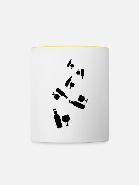 Wein Icon - Tasse zweifarbig - Weiß/Gelb