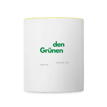 Motto - Was ich von den Grünen halte ? - Tasse zweifarbig - Weiß/Gelb - Vorne