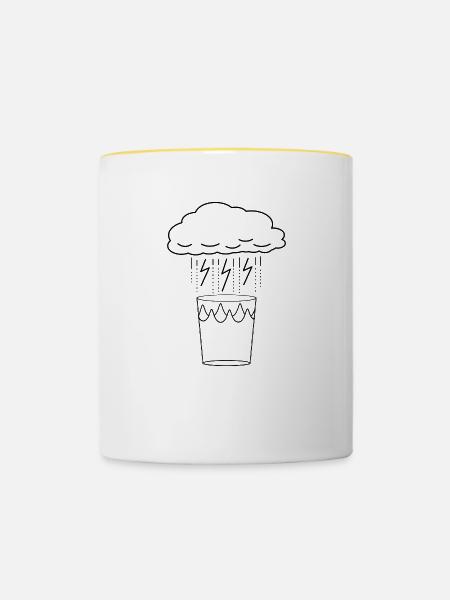 Sturm im Glas Wasser - Tasse zweifarbig - Weiß/Gelb