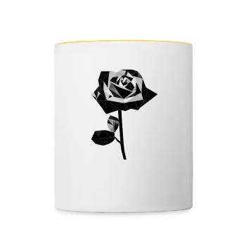 Polygone rose noire - Mug contrasté - blanc/jaune - Devant