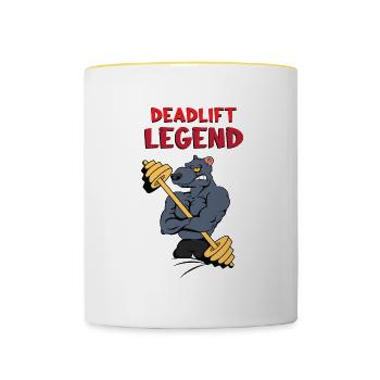 Powerlifting Deadlift Legend Gym Workout Quote - Contrasting Mug - white/yellow - Front