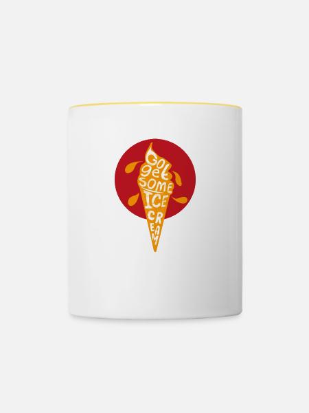 Eiscreme Grafik Softeis Liebe Sommer - Tasse zweifarbig - Weiß/Gelb