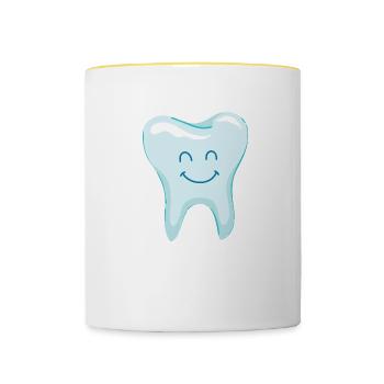 Laughing tooth - teeth - dentist - Contrasting Mug - white/yellow - Front