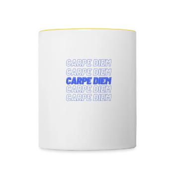 Carpe Diem, seize the day - Contrasting Mug - white/yellow - Front