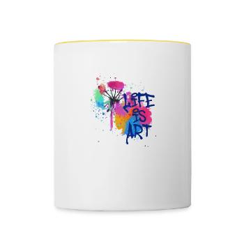 art,art,graffiti,painting,watercolor,colorful,colorful,colorful - Contrasting Mug - white/yellow - Front