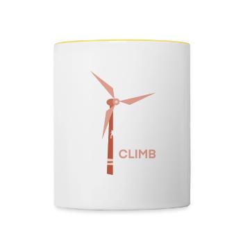 Éolienne protection du climat Transition énergétique Protection de l’environnement - Mug contrasté - blanc/jaune - Devant