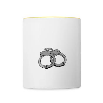 Gardien de prison Prison Police Cadeau - Mug contrasté - blanc/jaune - Devant