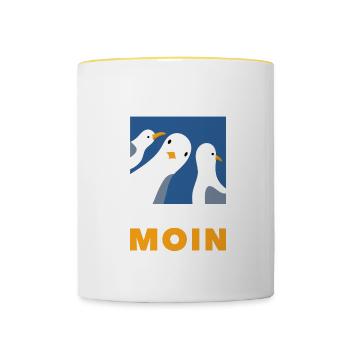 Moin Nordsee Hambourg Allemagne du Nord Cadeau - Mug contrasté - blanc/jaune - Devant